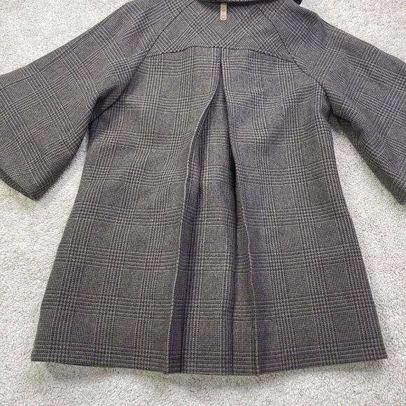 VTG Mackage Brown Tweed Houndstooth Wool Coat Sz M High Collar Button jacket - Picture 7 of 12